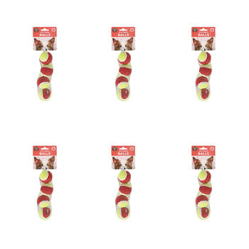 6x 4pc Dudley's World of Pets Mini Rubber Balls Dog Toy 4.2cm - Assorted