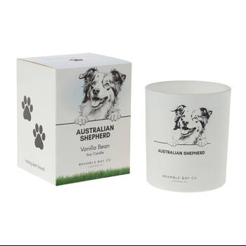 Bramble Bay Australian Shepherd Soy Candle Warm Vanilla Scented 300g