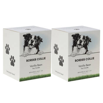 2PK Bramble Bay Border Collie Soy Candle Vanilla Scented Home Fragrance 300g