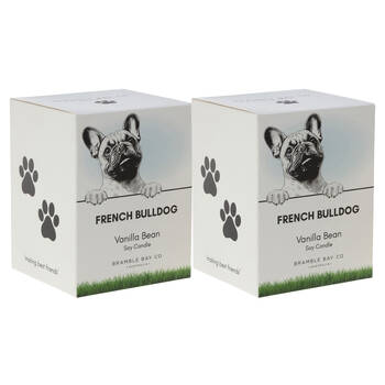2PK Bramble Bay French Bulldog Soy Candle Vanilla Scented Home Fragrance 300g