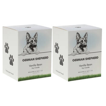2PK Bramble Bay German Shepherd Soy Candle Warm Vanilla Scented 300g