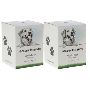 2PK Bramble Bay Golden Retriever Soy Candle Warm Vanilla Scented 300g