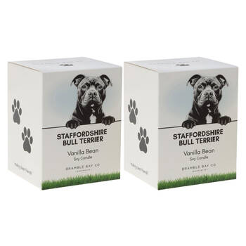2PK Bramble Bay Staffordshire Bull Terrier Soy Candle Home Fragrance 300g