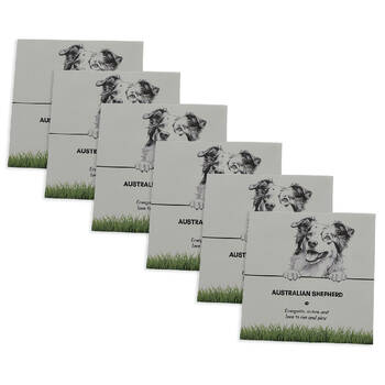6PK Bramble Bay Pet Kitchen Coaster Australian Shepherd Dog Lover Gift 11x11cm