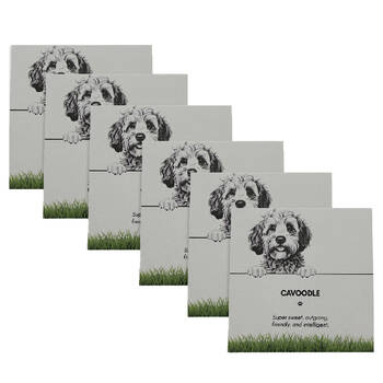 6PK Bramble Bay Pet Kitchen Coaster Cavoodle Dog Lover Gift 11x11cm