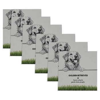 6PK Bramble Bay Pet Kitchen Coaster Golden Retriever Dog Lover Gift 11x11cm