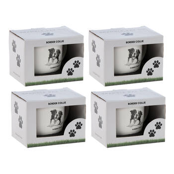 4PK Bramble Bay Border Collie Dog Print Novelty/Coffee Mug White