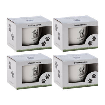 4PK Bramble Bay Golden Retriever Dog Print Novelty/Coffee Mug White