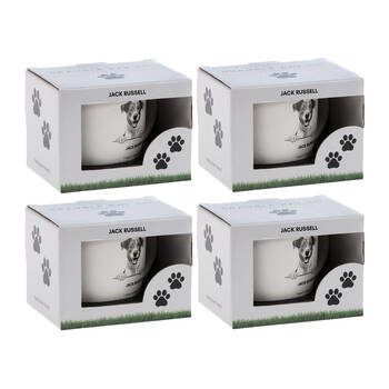 4PK Bramble Bay Jack Russell Dog Print Novelty/Coffee Ceramic Mug White