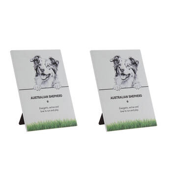 2PK Bramble Bay Pet Wall Plaque Australian Shepherd Dog Lovers Gift 16.5x21cm