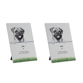 2PK Bramble Bay Pet Wall Plaque Pug Breed Dog Lovers Gift 16.5x21cm