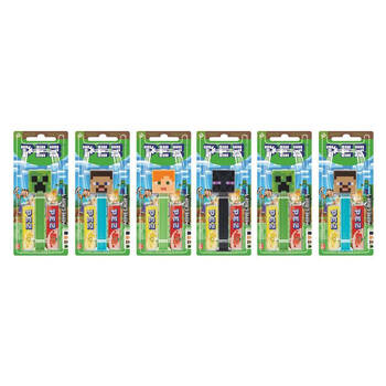 6PK Pez Minecraft Dispenser Flavoured Lollies Assorted 17g Confectionery