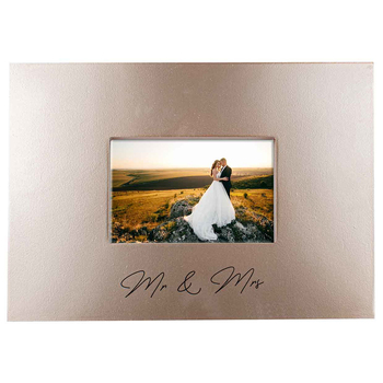 Mr & Mrs Signature Photo Frame With Marker Rose Gold