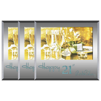 3x Happy 21St Blue Text 6x4 Inch Keepsake Novelty Photo Frame