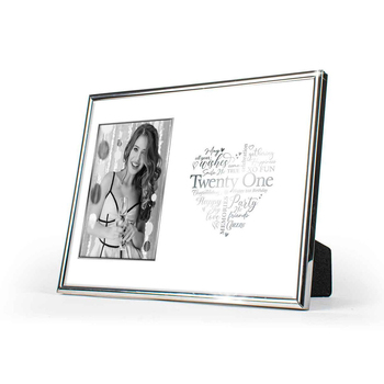 21st Birthday Free-Standing 6x4'' Photo Frame Rectangle Silver Edged