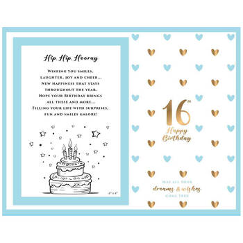 LMD 16th Birthday Sweet Hearts 6x4'' Glass Photo Frame