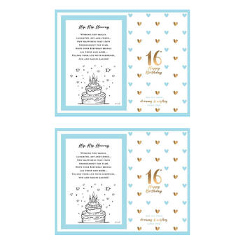 2PK LMD 16th Birthday Sweet Hearts 6x4'' Glass Photo Frame