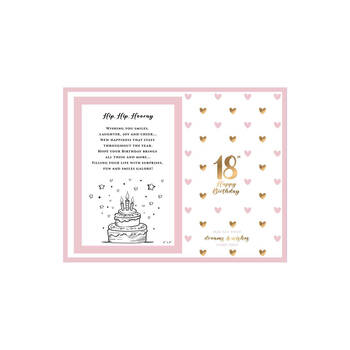 LMD Glass 18th Sweet Hearts Glass Photo Frame Decor 18x19cm