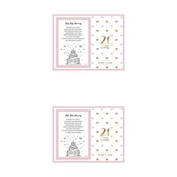 2PK LMD Glass 21st Sweet Hearts Glass Photo Frame Decor 18x19cm