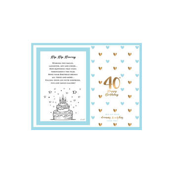 LMD Glass 40th Sweet Hearts Glass Photo Frame Decor 18x19cm