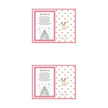 2PK LMD Glass 50th Sweet Hearts Glass Photo Frame Decor 18x19cm