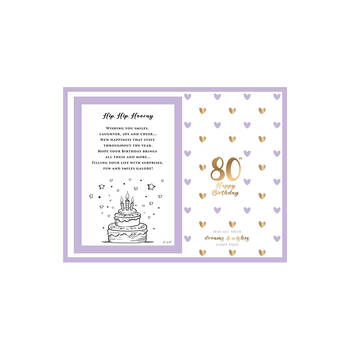 LMD Glass 80th Sweet Hearts Glass Photo Frame Decor 18x19cm