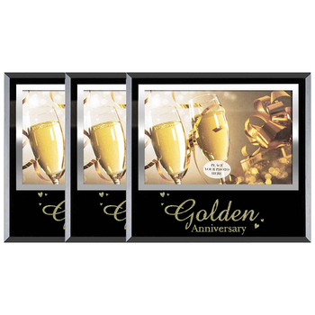 3x 50th Golden Anniversary 6x4 Inch Keepsake Novelty Photo Frame
