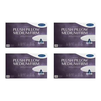 4PK Jason Commercial J-Dream Plush Medium/Firm Gusseted Pillow 48x73cm
