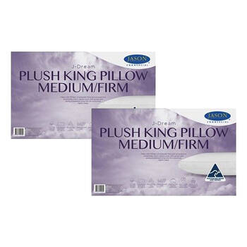 2PK Jason Commercial J-Dream Plush King Medium/Firm Gusseted Pillow 50x90cm