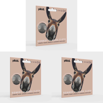 3PK Pikkii Fun Donkey Micofiber Cloth Glasses Cleaning 21cm