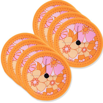 8PK Splosh Picnic Retro Big Floral Wine Glass Coaster 9.5cm
