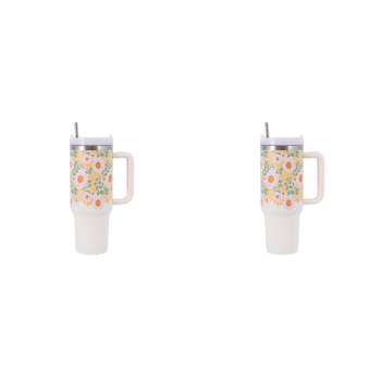 2PK Splosh Picnic Spring Floral Insulated Tumbler w/ Straw 1.2L