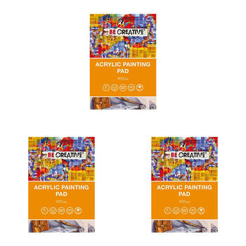 3PK Be Creative Acrylic Cold-Pressed Art Painting Pad 10 Sheets 400gsm A3