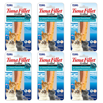 6PK Inaba 15g Grilled Tuna Fillet in Calamari Flavoured Broth cat Pet Treat Pack