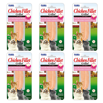 6PK Inaba 25g Grilled Chicken Fillet In Crab Flavored Broth Cat Pet Treat Pack