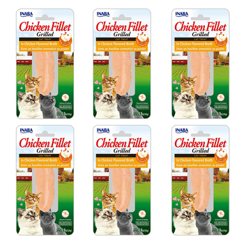 6PK Inaba 25g Grilled Chicken Fillet In Flavoured Broth Cat/Kitten Pet Food Pack