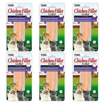 6PK Inaba 25g Grilled Chicken Fillet in Shrimp Flavoured Broth Cat Pet Treat