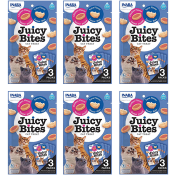 6PK Inaba 33g Juicy Bites Tuna & Chicken Flavour Cat/Kitten Pet Food Pack
