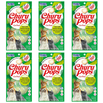 6x 4PK Inaba 15g Churu Pops Tuna w/ Chicken Cat/Kitten Pet Food Pack