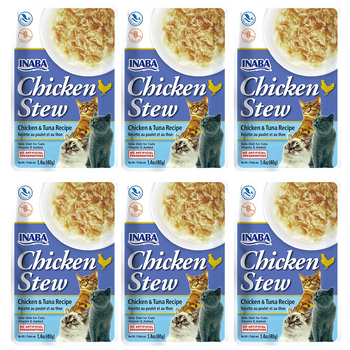 6PK Inaba 40g Chicken Stew & Tuna Cat/Kitten Pet Food Pack