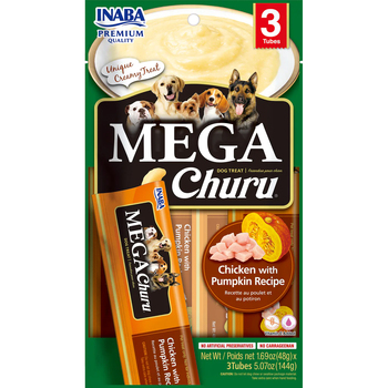 6PK Inaba Mega Churu Chicken w/Pumpkin Recipe Dog/Puppy Pet Food/Treat/Meal Pack