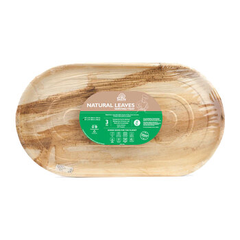 3pc Eco SouLife Compostable Areca Nut Leaf Large Serving Trays 56cm