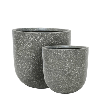2pc Belle Dessa Small Terrazzo Flower Pot/Planter Home Decor - Light Grey