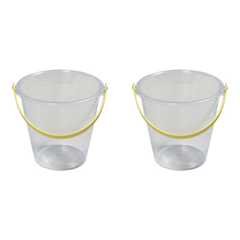 2x Plasto 15cm Small Transparent Bucket Sand Pit Toy Kids 1y+