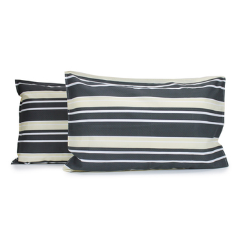 2pc Jason Commercial Brighton Pillow Case 48x73cm Charcoal/Cream Stripe