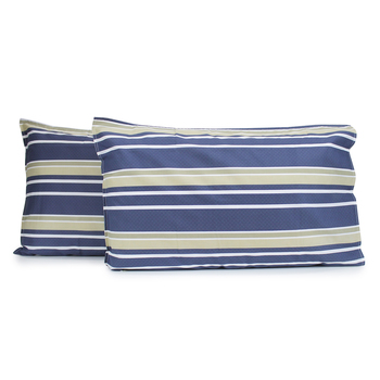 2pc Jason Commercial Brighton Pillow Case 48x73cm Blue/Oatmeal Stripe