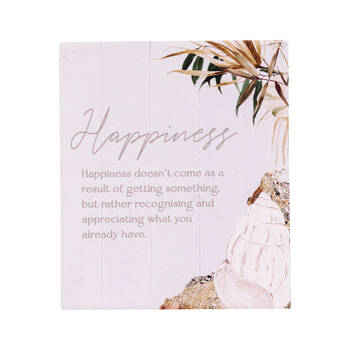 Splosh Palm Cove Ceramic Happiness Verse Plaque Home Decor 12x14cm