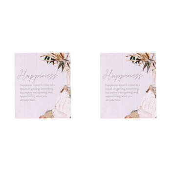 2PK Splosh Palm Cove Ceramic Happiness Verse Plaque Home Decor 12x14cm