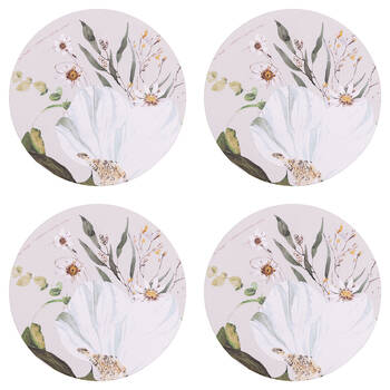 4PK Splosh Palm Cove Marble Ceramic Coaster 10.5cm Round