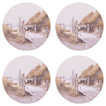 4PK Splosh Palm Cove Beach Path Ceramic Coaster 10.5cm Round